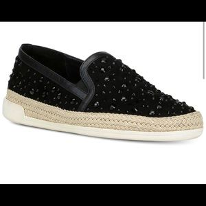 Donald Pilner black embellished espadrilles